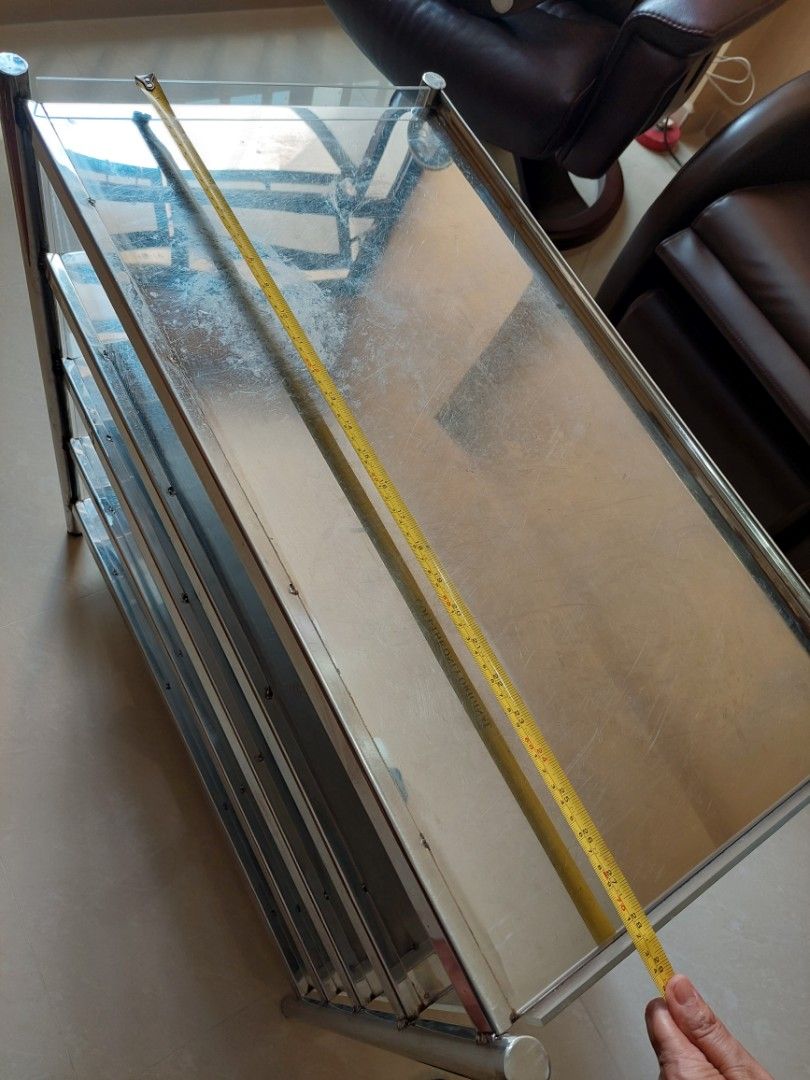 Stainless Steel Rack shelf with slanting shelvings and acrylic covers ...