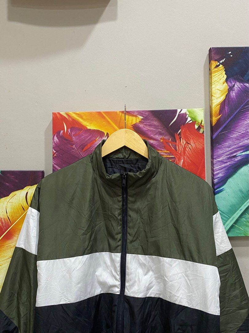 Three tone discount windbreaker hooded jacket