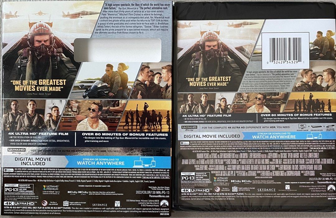 Top Gun: Maverick 4K Ultra HD Blu Ray, Hobbies & Toys, Music & Media ...