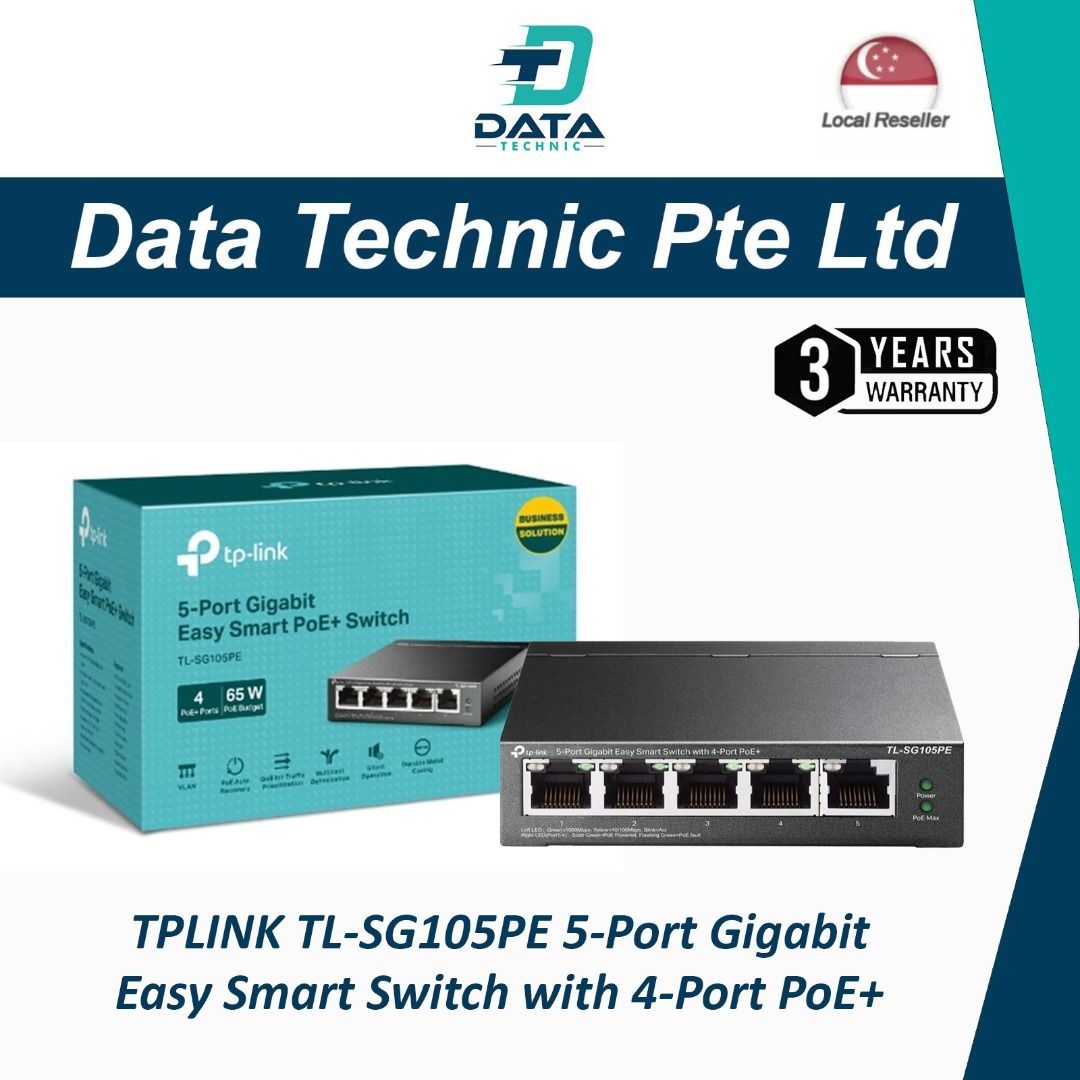 TP Link 5-Port Gigabit Easy Smart Switch with 4-Port PoE+
