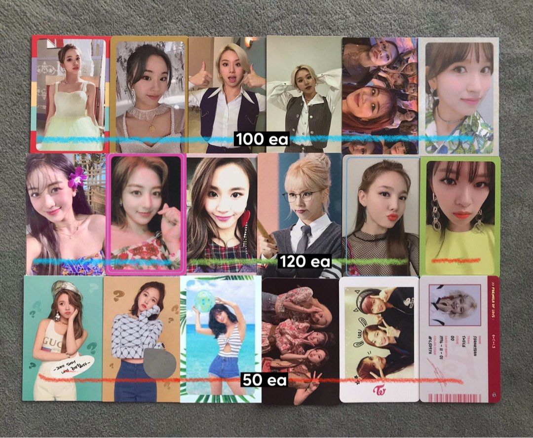Twice Assorted Album Photocards Nayeon Jeongyeon Momo Sana Jihyo Mina Dahyun Chaeyoung Tzuyu Hobbies Toys Memorabilia Collectibles K Wave On Carousell
