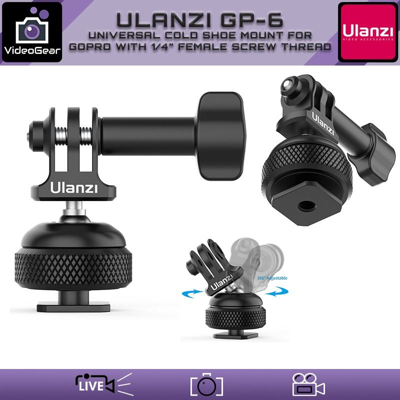 Ulanzi GP-6 — (Universal Cold Shoe Mount for GoPro with 1/4