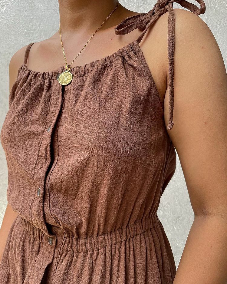 Walnut brown linen blend dress (Category: Dresses) located in Davao. Submitted by anna.mata (Listing ID 1198224326, Image 2). Description: From kinaraan.co on ig! Best fits small/medium Adjustable straps Bust up to 36" Garterized waist up to 30" Length around 35" RFS: Have another dress of the same color.