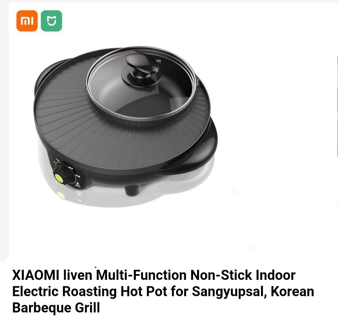 Liven Electric Grill With Hot Pot,Multifunctional Indoor Teppanyaki Grill/Korean BBQ/Shabu Shabu