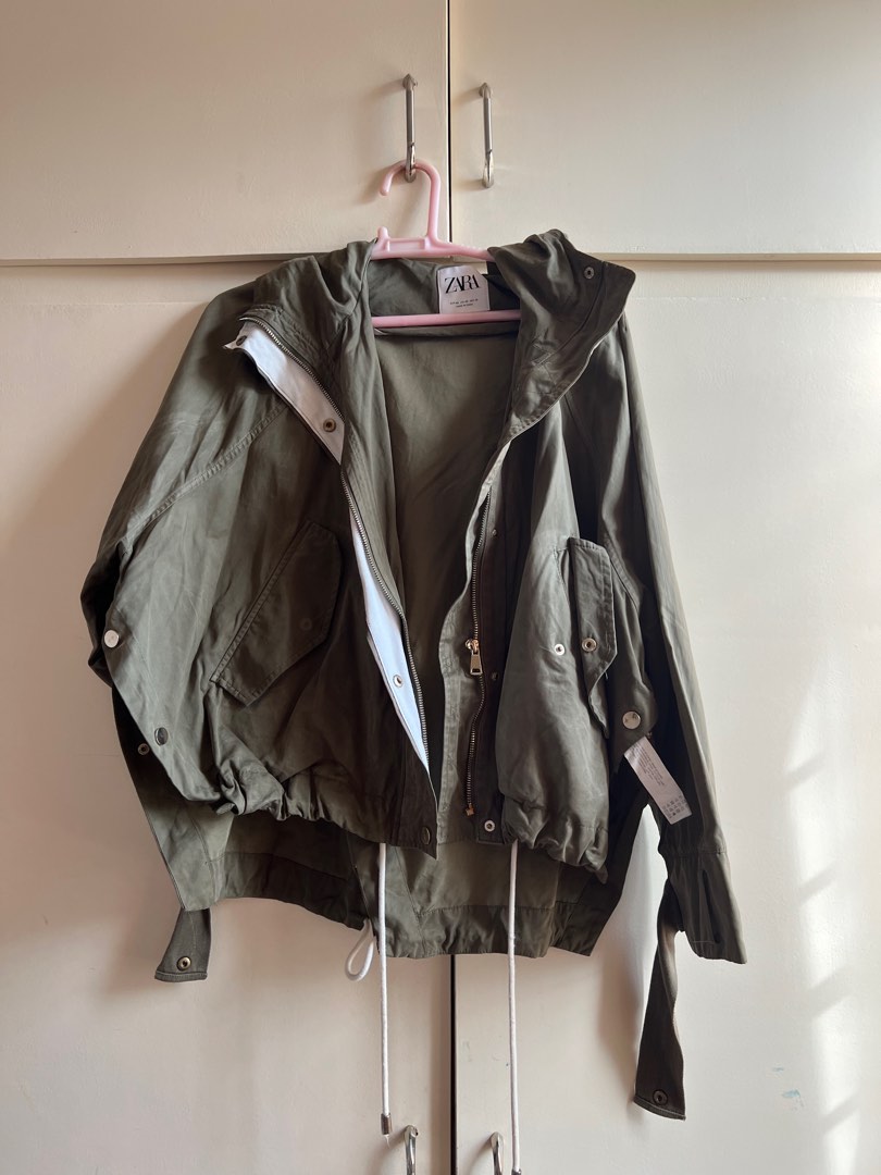 Zara Green Cargo Jacket, Women's Fashion, Coats, Jackets and Outerwear