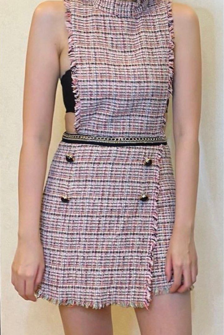 Zara Tweed Jumpsuit Pink
