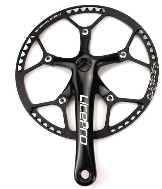 2830] LITEPRO Folding Bike Crankset 56T 130 BCD Single Speed Crank