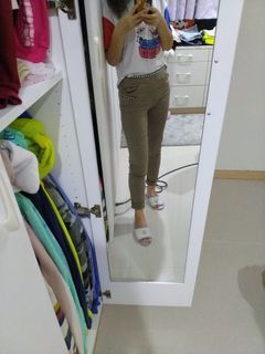 直筒彈性褲 鬆緊 卡其 大地色系🌸