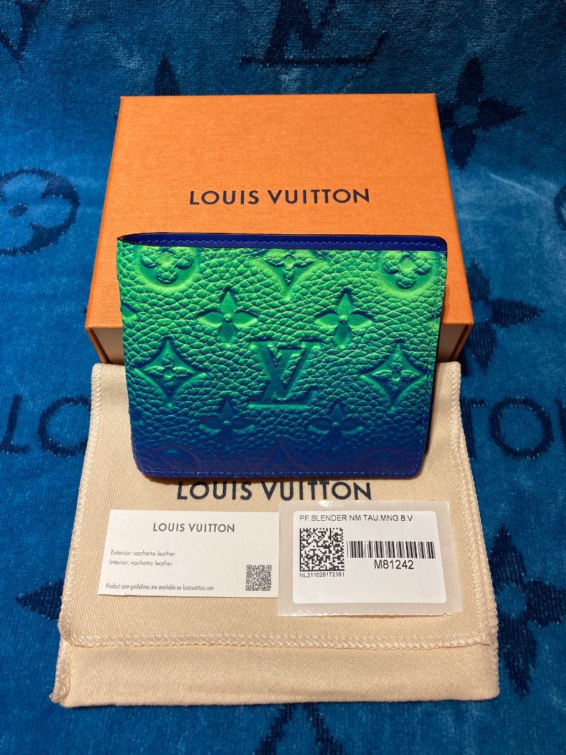 Luxury Louis Vuitton PF Slender Taurillon Illusion Blue Green