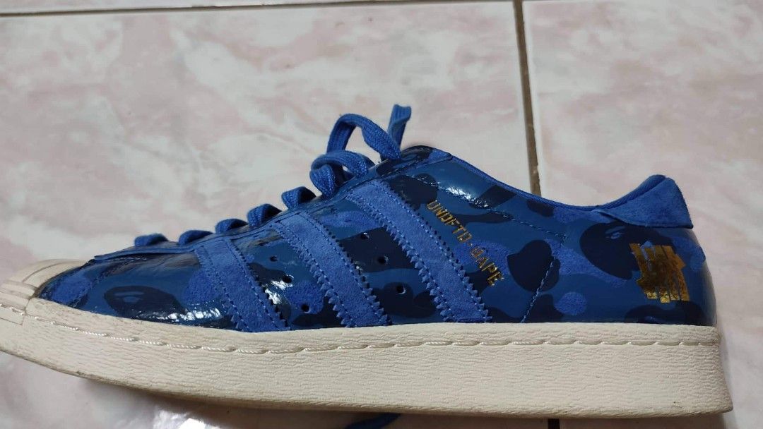 Adidas Superstar 80s Undefeated Bape Blue Camo