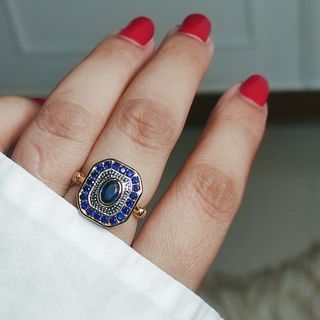 Antique Design Emerald Cut Eye Ring 👁️💙