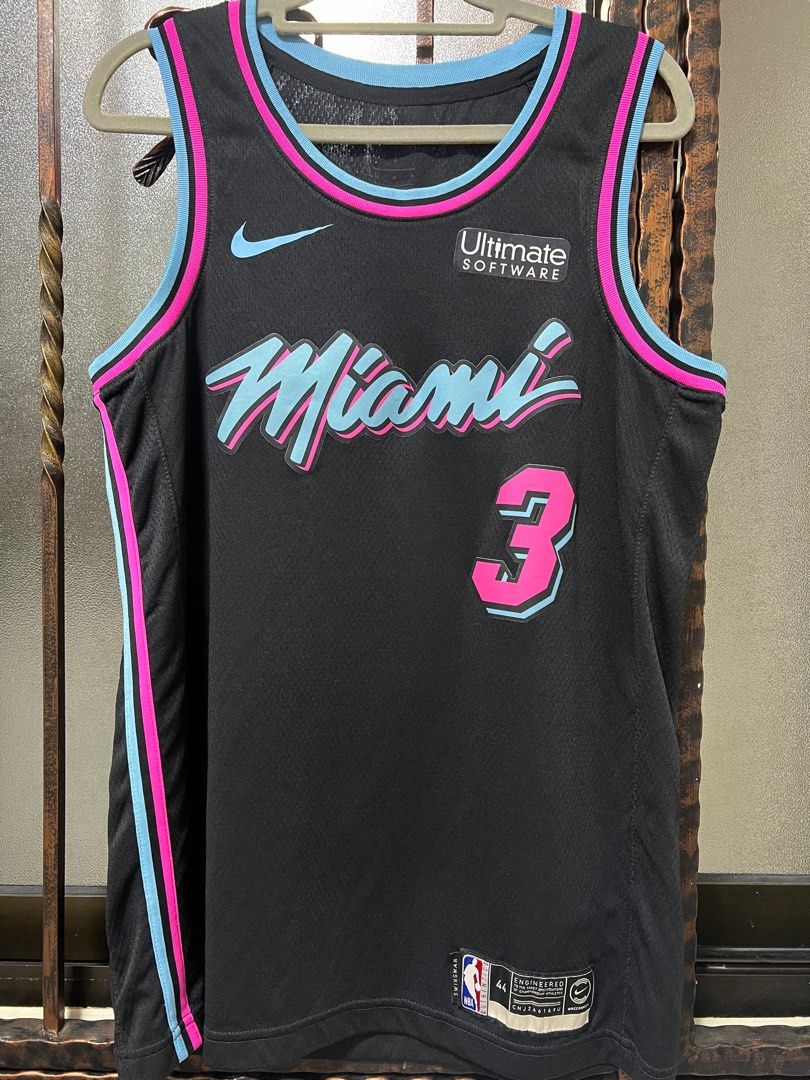 🔥RARE Authentic Nike Miami Heat Wade Herro Sunset Vice City Pink Jersey  Size M 