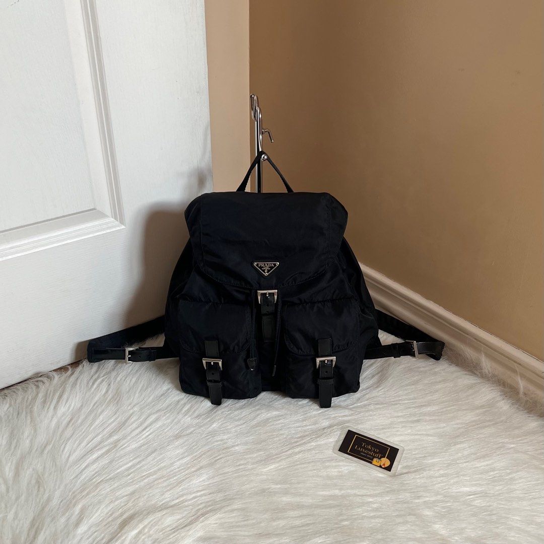Authentic Preloved Prada Black Nylon Backpack Medium Luxury Bags