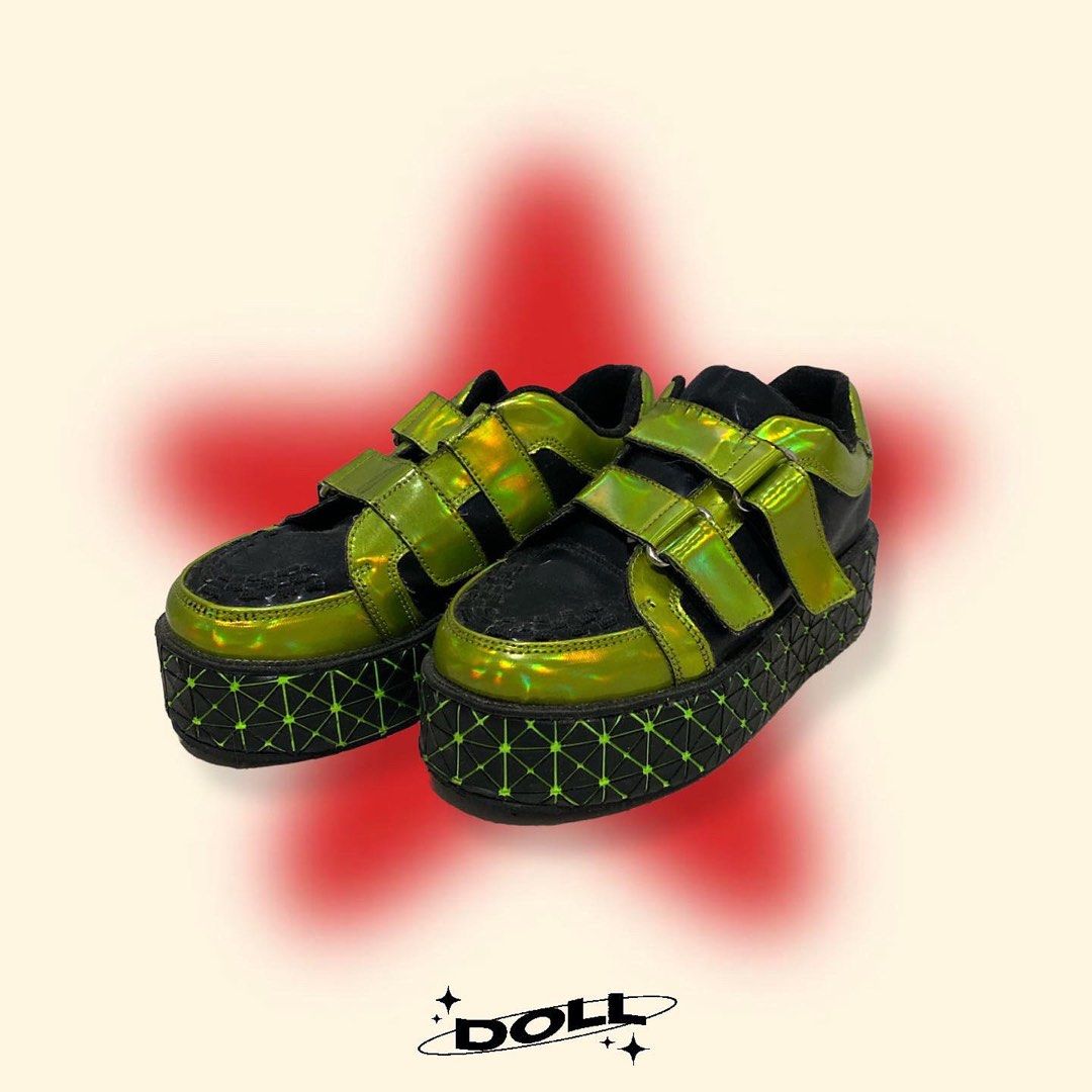 AUTHENTIC TUK x DollsKills holographic neon green platform