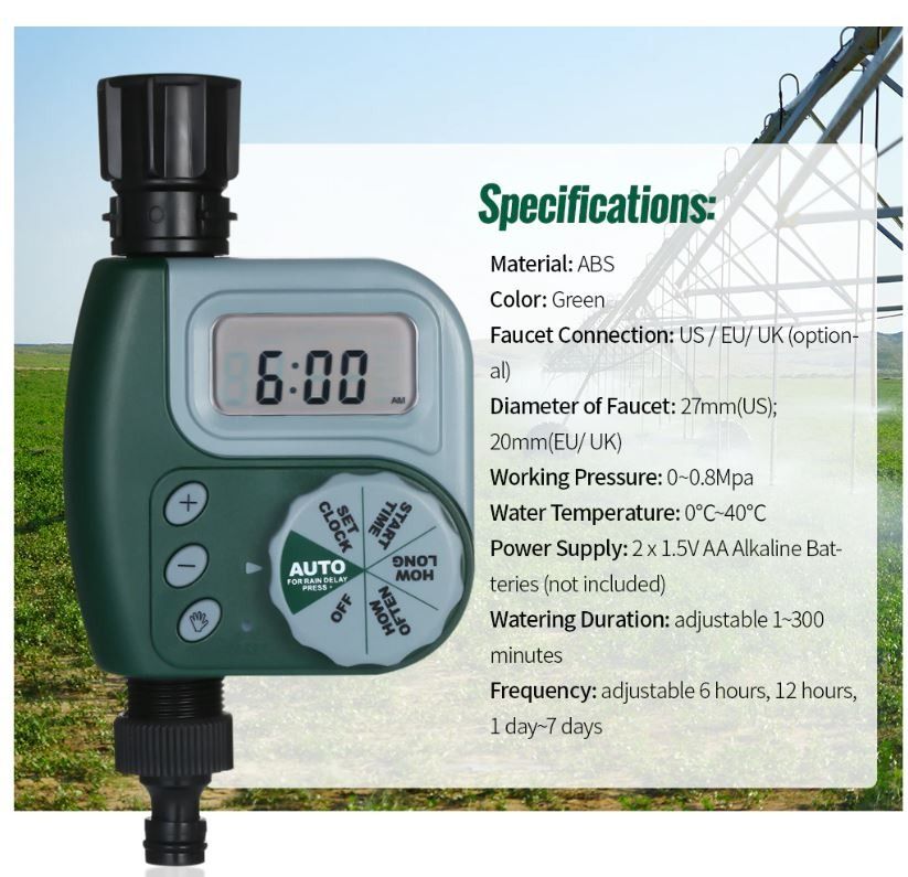 Automatic Garden Water Timer Watering System Irrigation Controller Hose ...