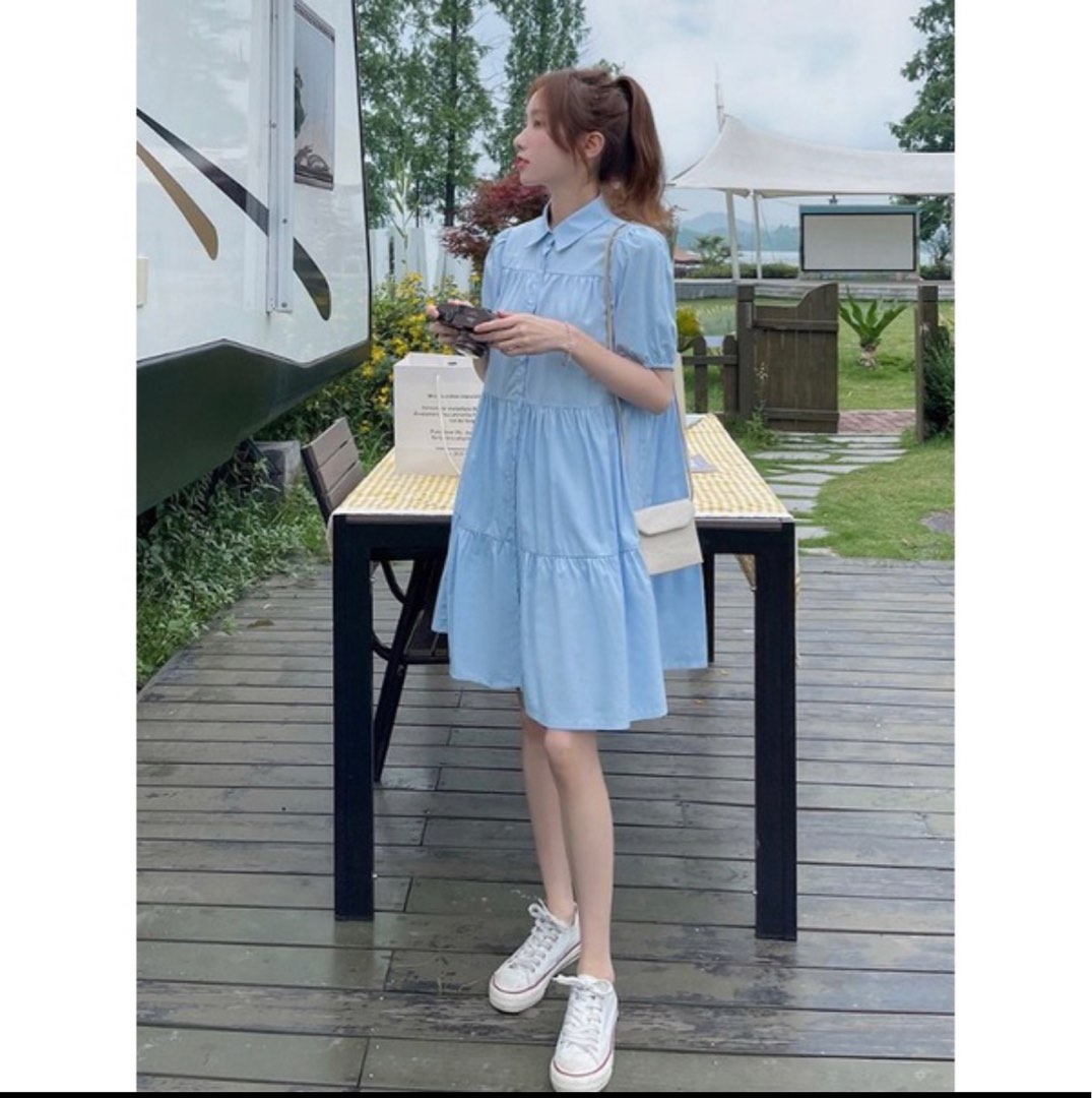 baao clothes BabyDoll Dress Ruffle Korean Dress, Women's Fashion