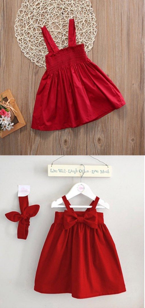 Baby Girl Christmas CNY Dress with Bow Tie Babies Kids Babies