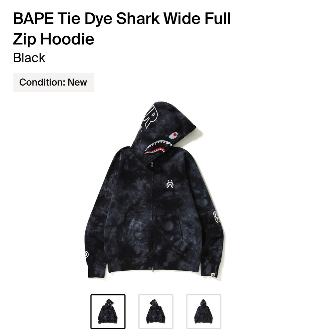 Bape tie dye PONR shark hoodie Men s Fashion Coats Jackets and