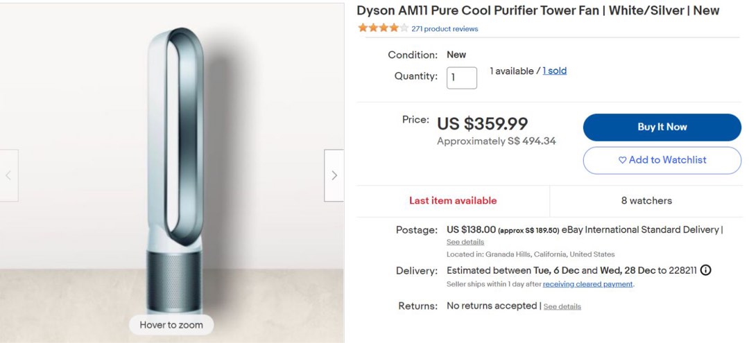 Dyson am11 pure cool tower hotsell purifier fan review