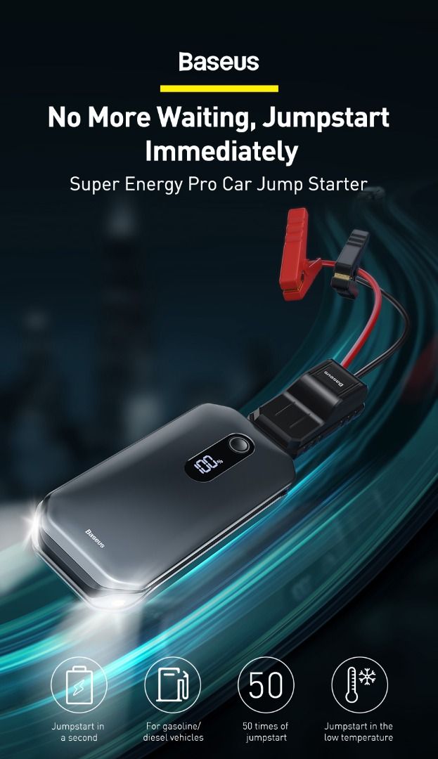 BASEUS Super Energy Air Car Jump Starter 10000mAh Power Bank 1000A Max  Current - Black Wholesale