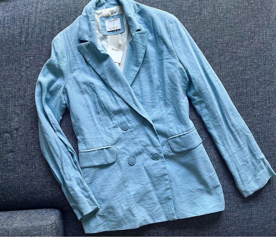 Bershka size M new blazer light blue buttons casual or office wear