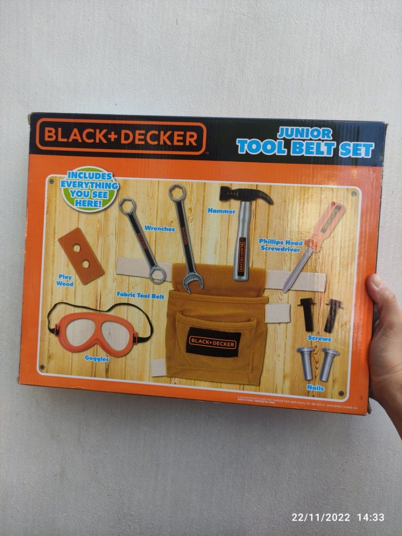 Black + decker junior tool belt set, Hobbies & Toys, Toys & Games on Carousell