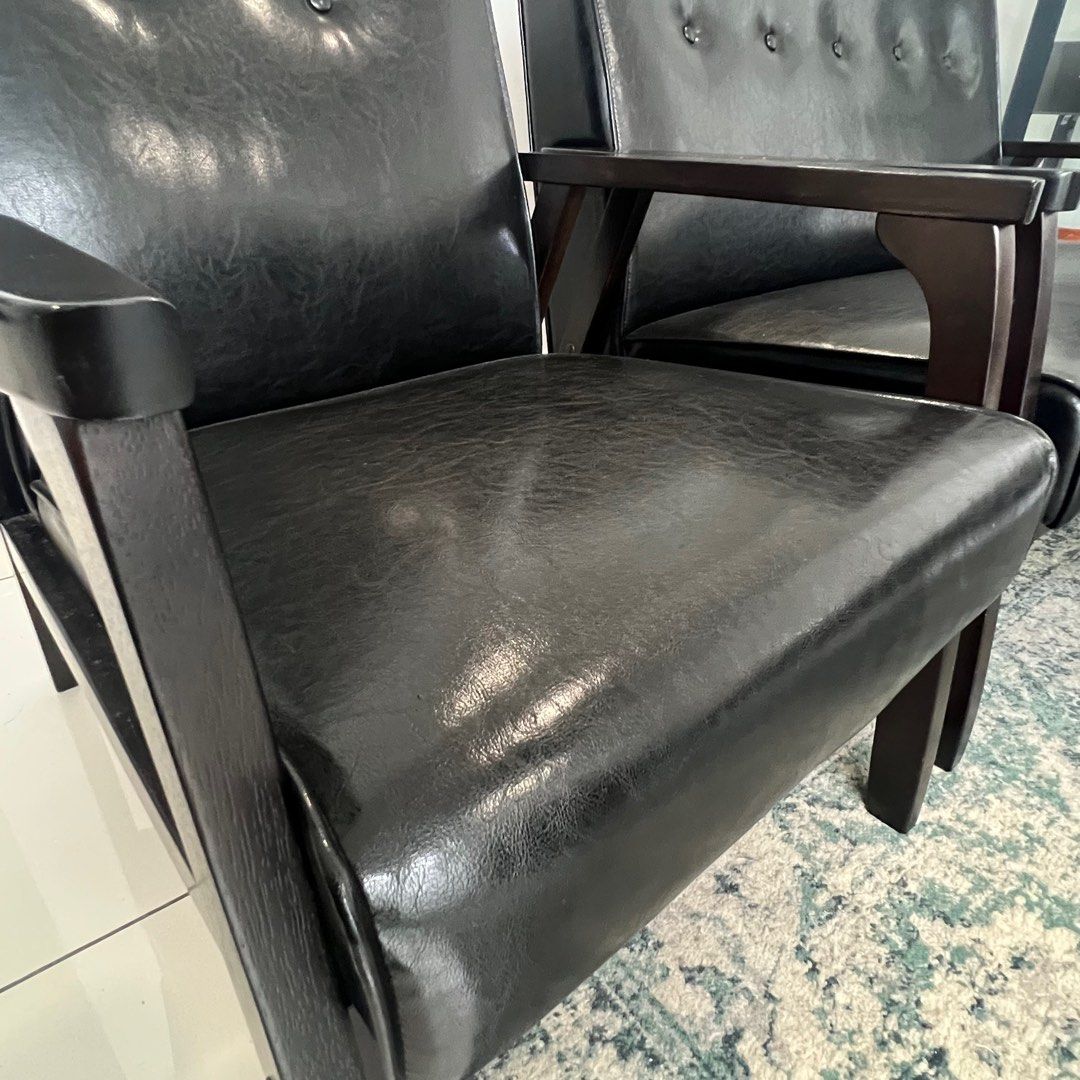 Black Sofa Set like Ikea SSF Single Two Three Seater PU Leather