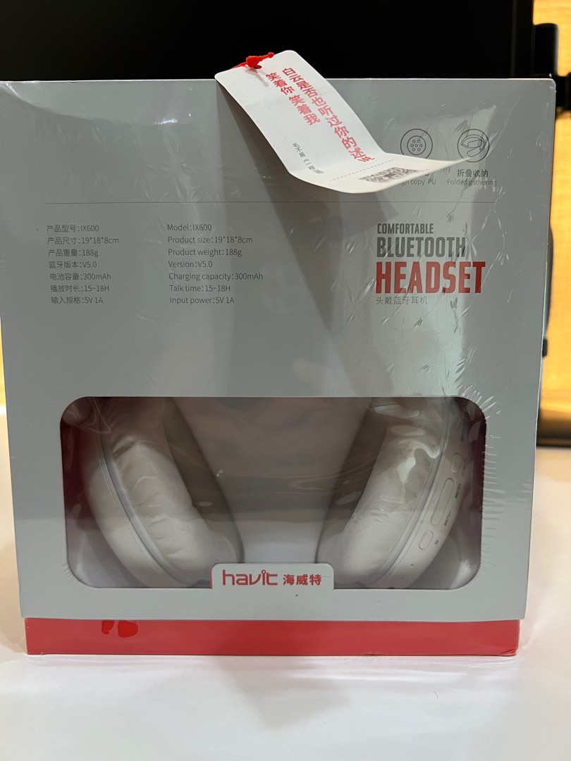 BNIB Havit IX600 Bluetooth Foldable Headset White colour Audio