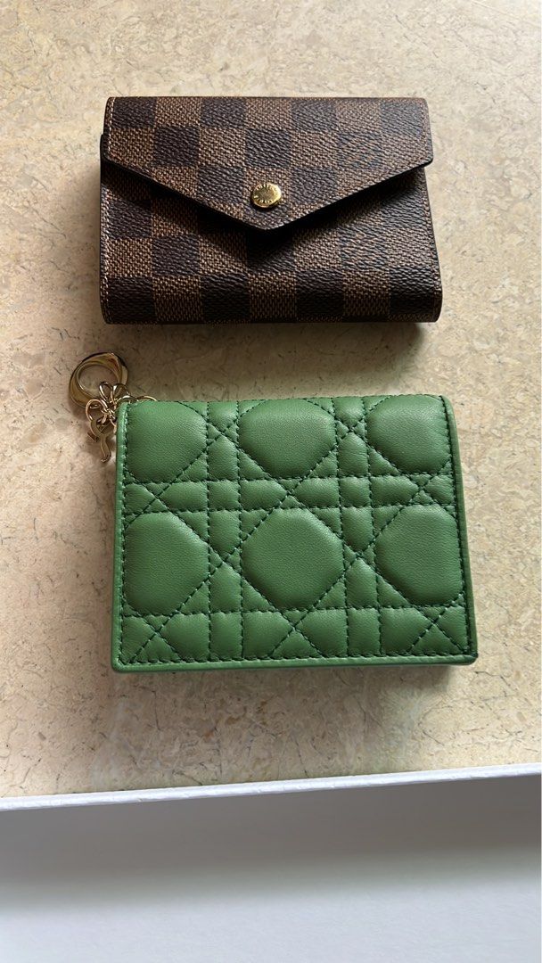 Brand New Lady Dior Wallet in Green, Luxury, Bags & Wallets on Carousell