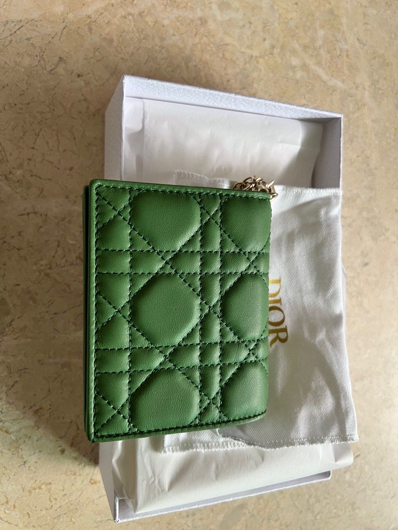 Brand New Lady Dior Wallet in Green, Luxury, Bags & Wallets on Carousell