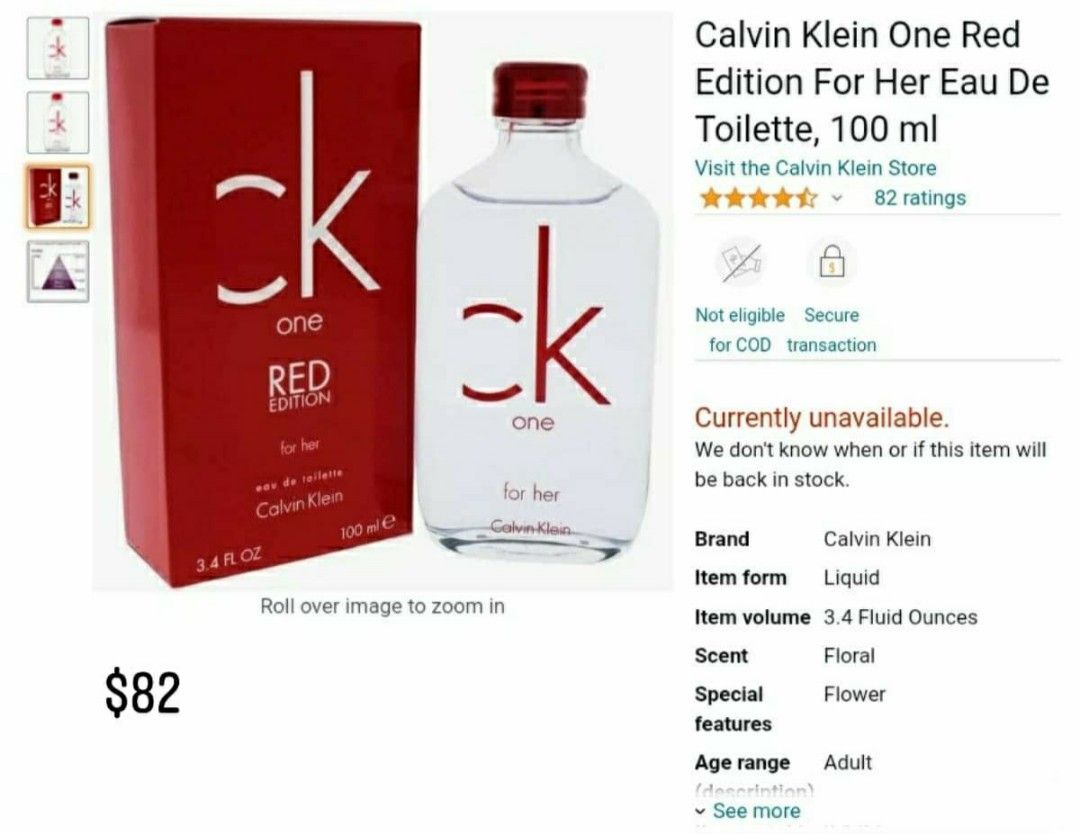Calvin Klein Perfume| CK One Red Edition bought in USA, Beauty & Personal  Care, Fragrance & Deodorants on Carousell