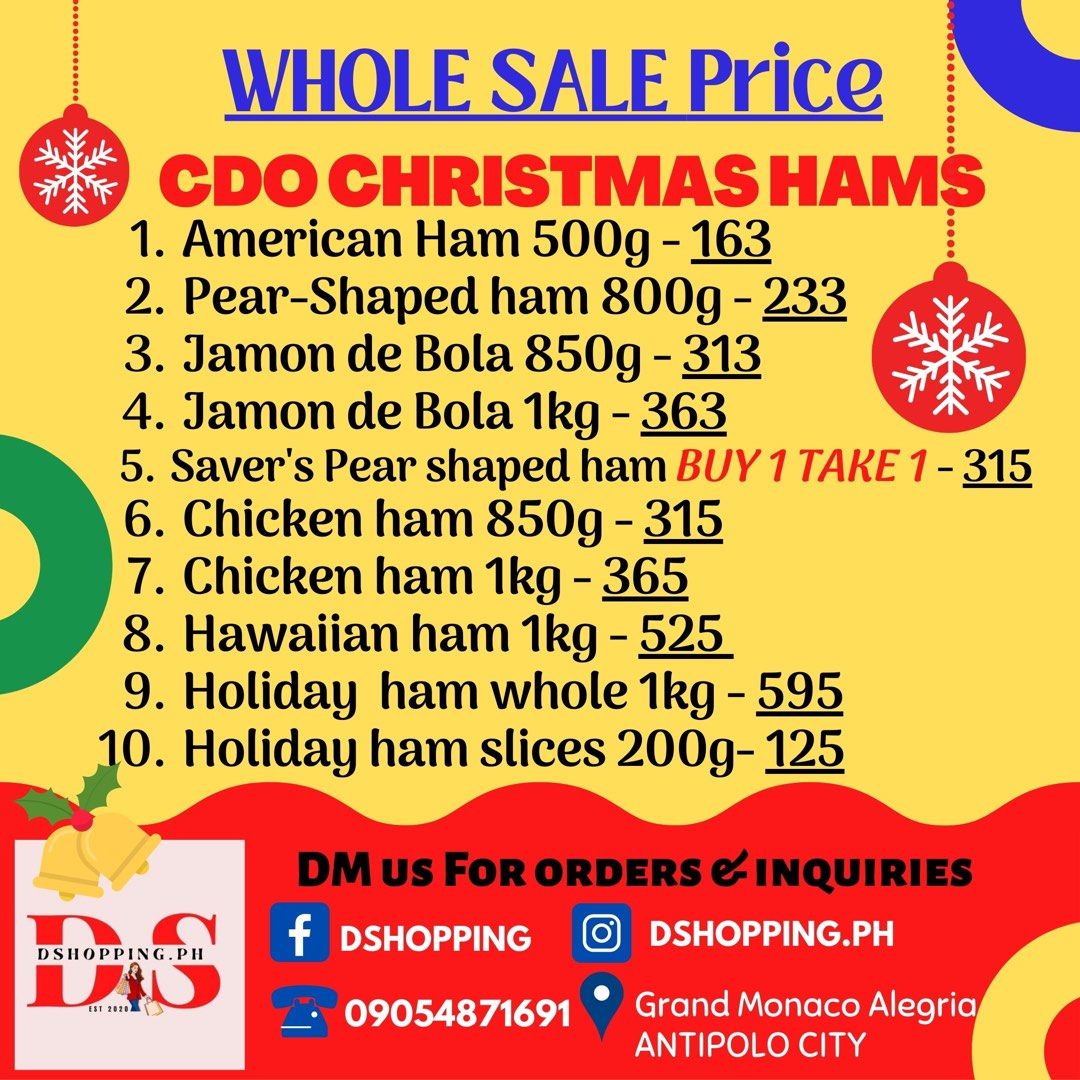 CDO HOLIDAY HAMS, Food & Drinks, Chilled & Frozen Food on Carousell