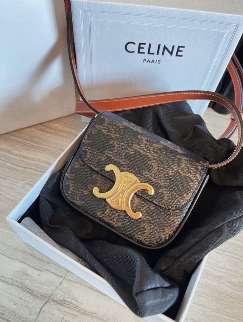 CELINE Triomphe mini bag, Women's Fashion, Bags & Wallets, Cross-body ...