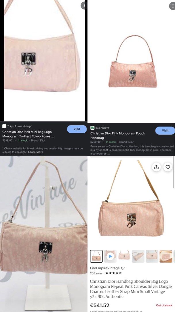 Christian Dior Pink Monogram Mini Bag, Tokyo Roses Vintage