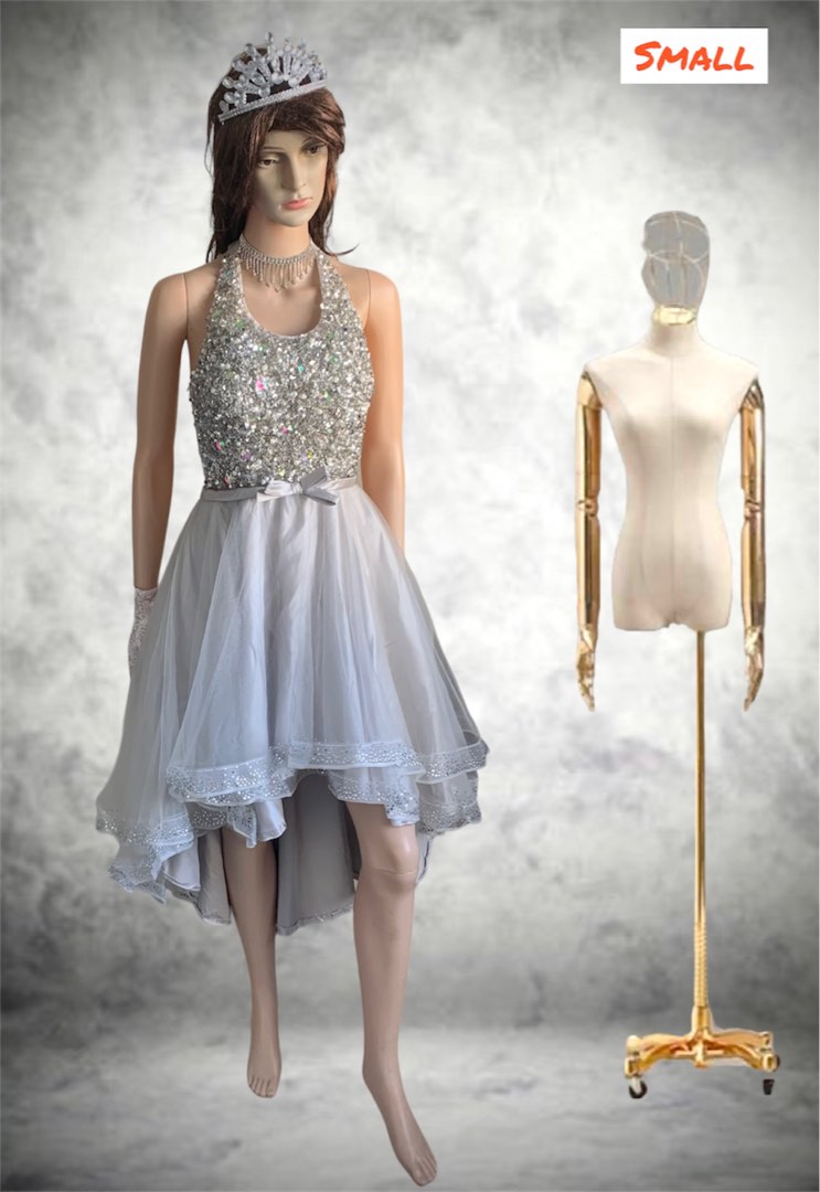 Cocktail dress silver gray top