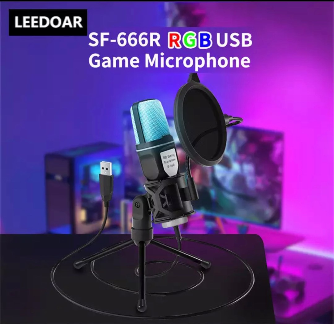 Condenser Microphone RGB USB Mic Gamer Microphones Wired Streaming