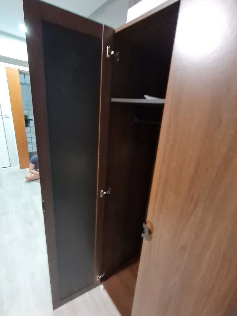 Dark wood shop wardrobe with mirror