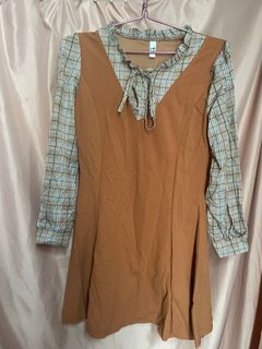 Dress Kotak Coklat susu