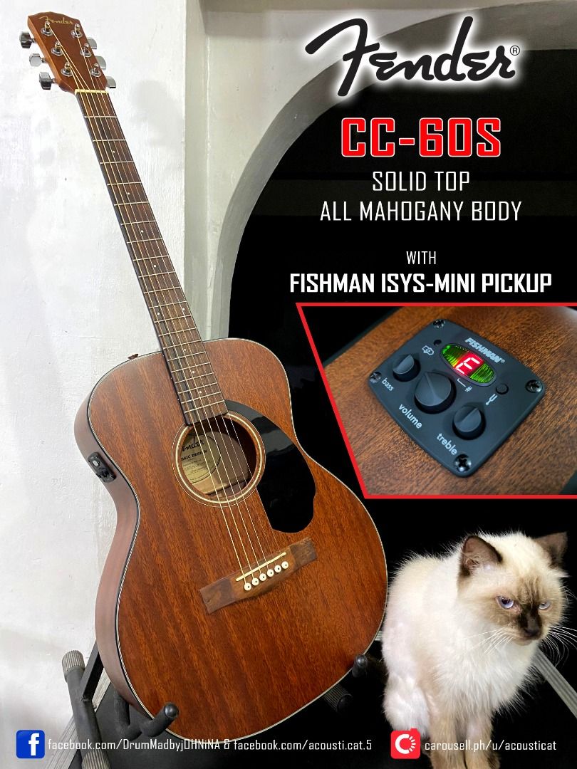 Fender CC60-S Acoustic Guitar, Hobbies & Toys, Music & Media, Musical ...