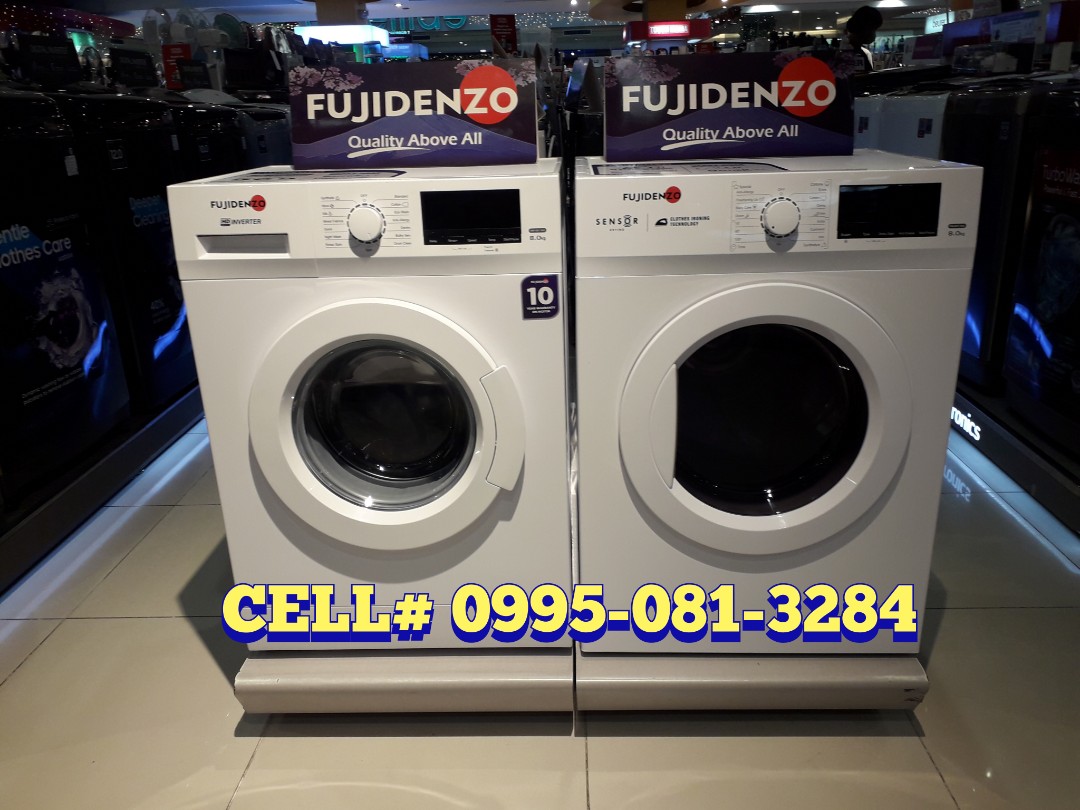 Fujidenzo Stackable Washer and Dryer IWF801 WG / DRI801 WG 8kg Front