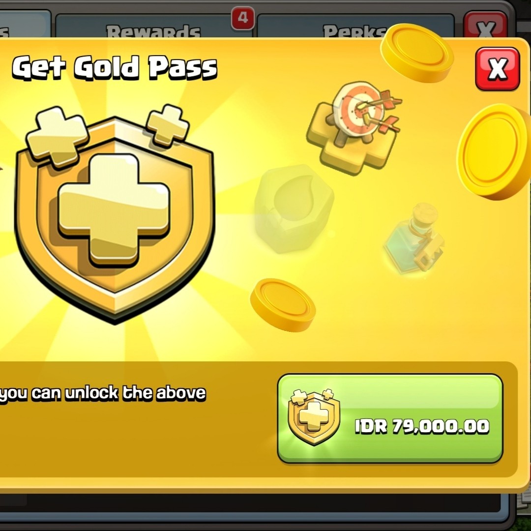 Gold Pass / Tiket Emas Clash Of Clans, Tiket & Voucher, Kartu Hadiah