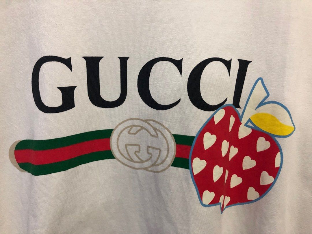 Gucci Apple Logo Tee, Men'S Fashion, Tops & Sets, Tshirts & Polo Shirts On  Carousell