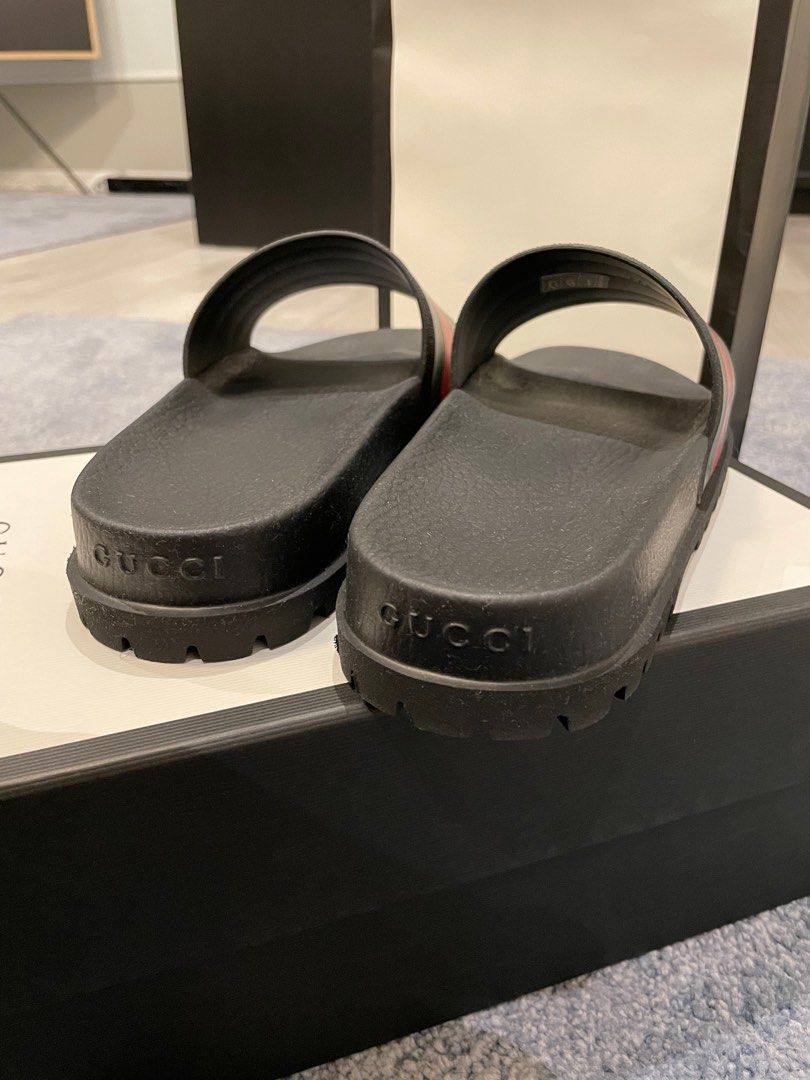 Brand New Gucci Web Slide Sandal Black Men s UK8 Luxury
