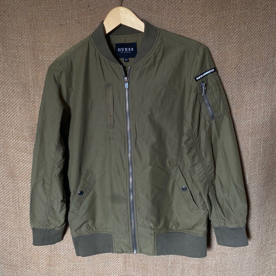Guess green bomber hot sale jacket