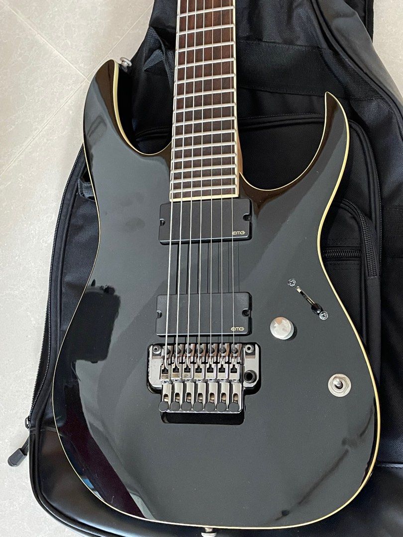 Ibanez RGIR27E Iron Label 7-String Electric Guitar, Black + ...