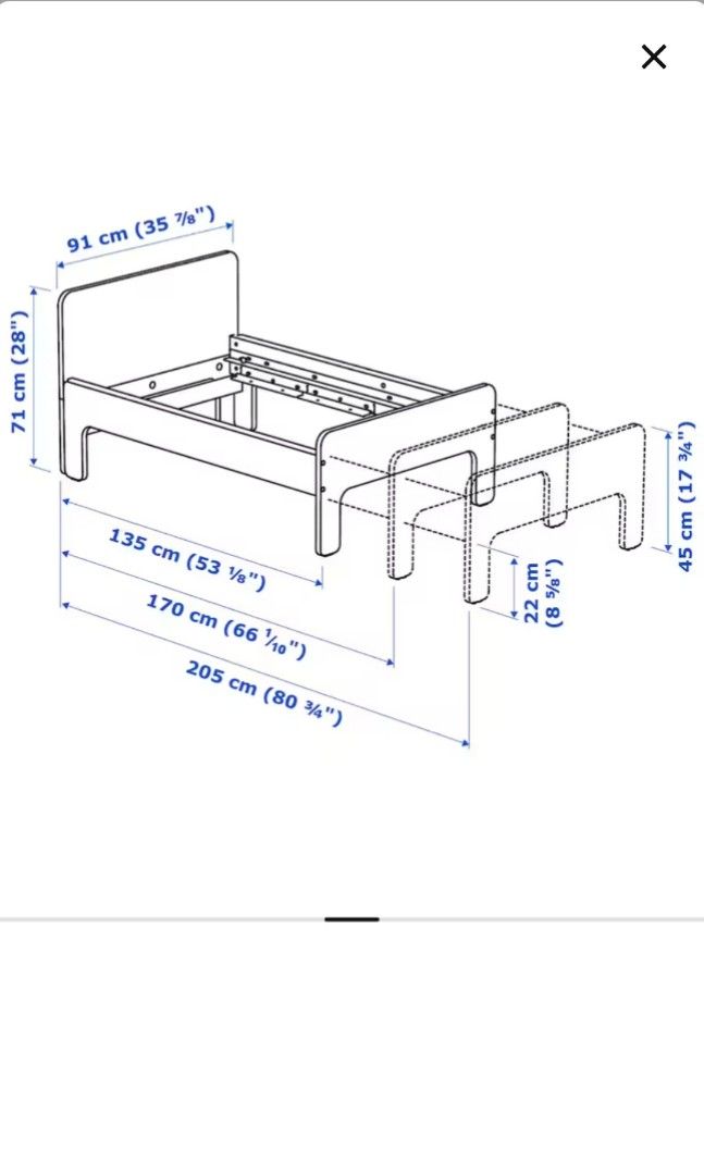 IKEA children extendable bed, Furniture & Home Living, Furniture, Bed