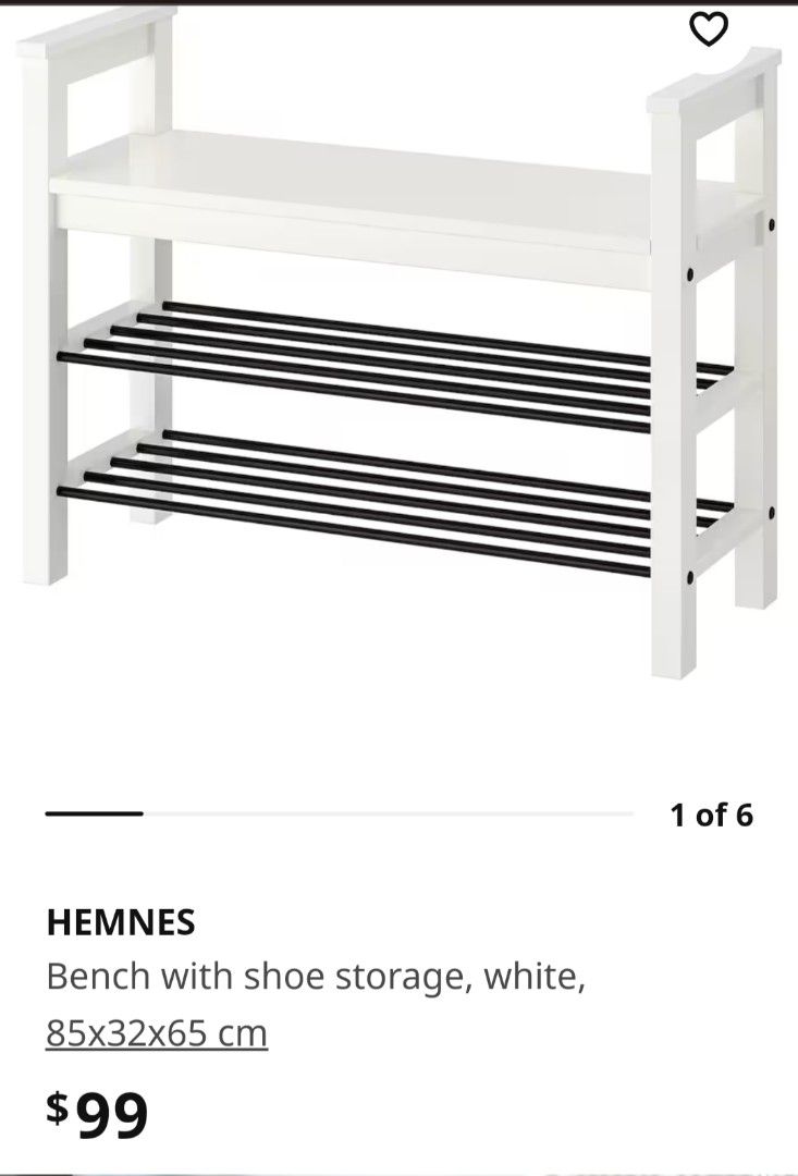 Ikea hemnes bench with shoe storage, Furniture & Home Living, Furniture