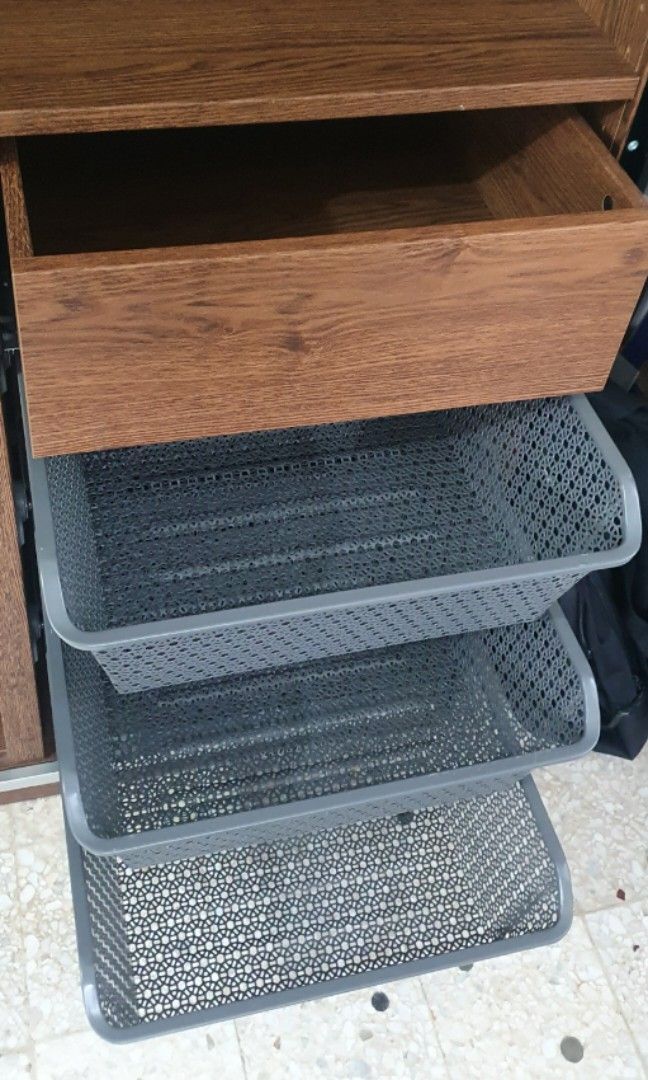 IKEA METAL BASKET DRAWER, Furniture & Home Living, Furniture, Shelves