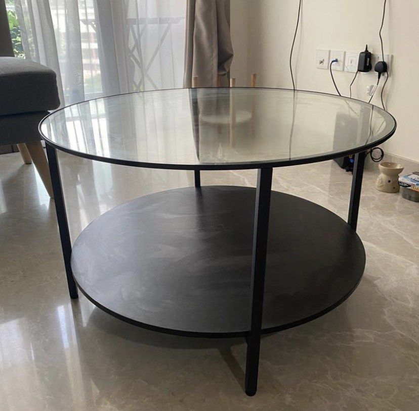 IKEA round coffee table glass, Furniture & Home Living, Furniture