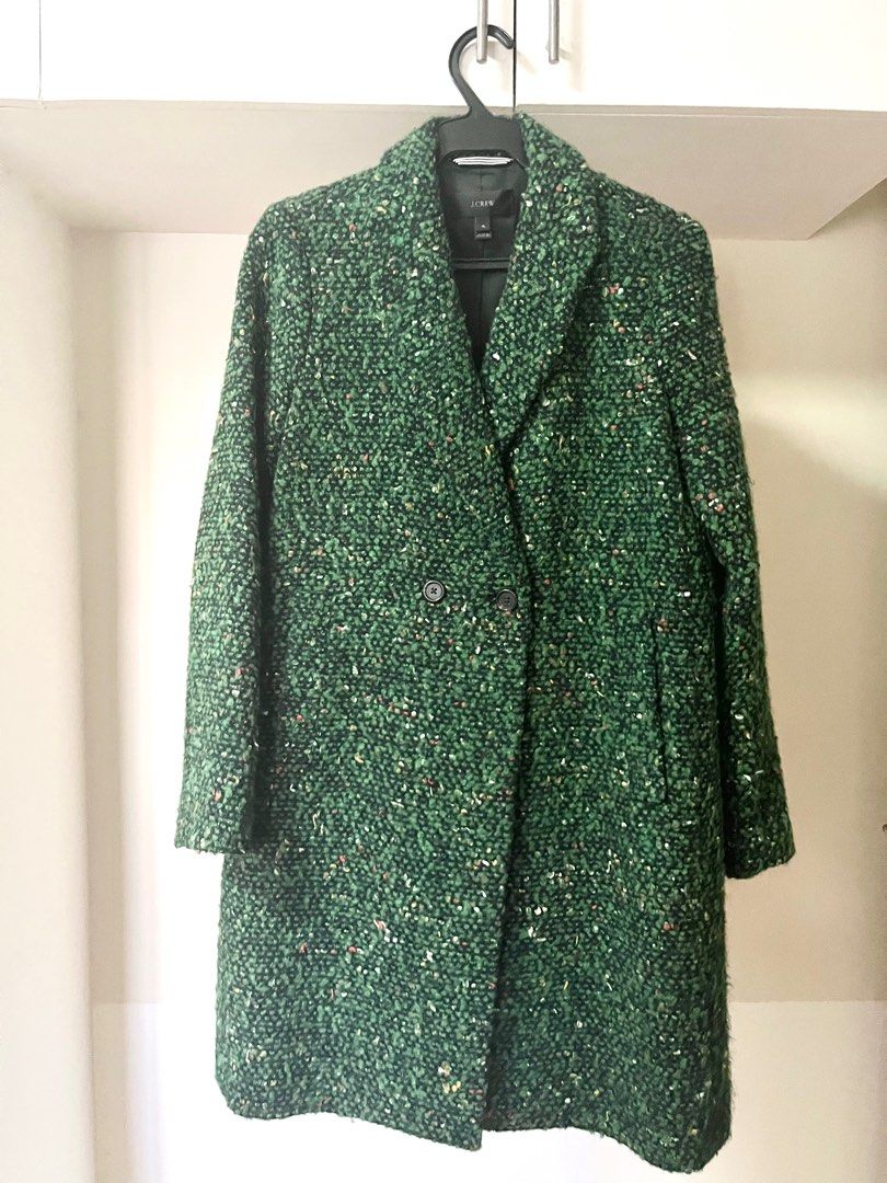 J crew green new arrivals tweed coat
